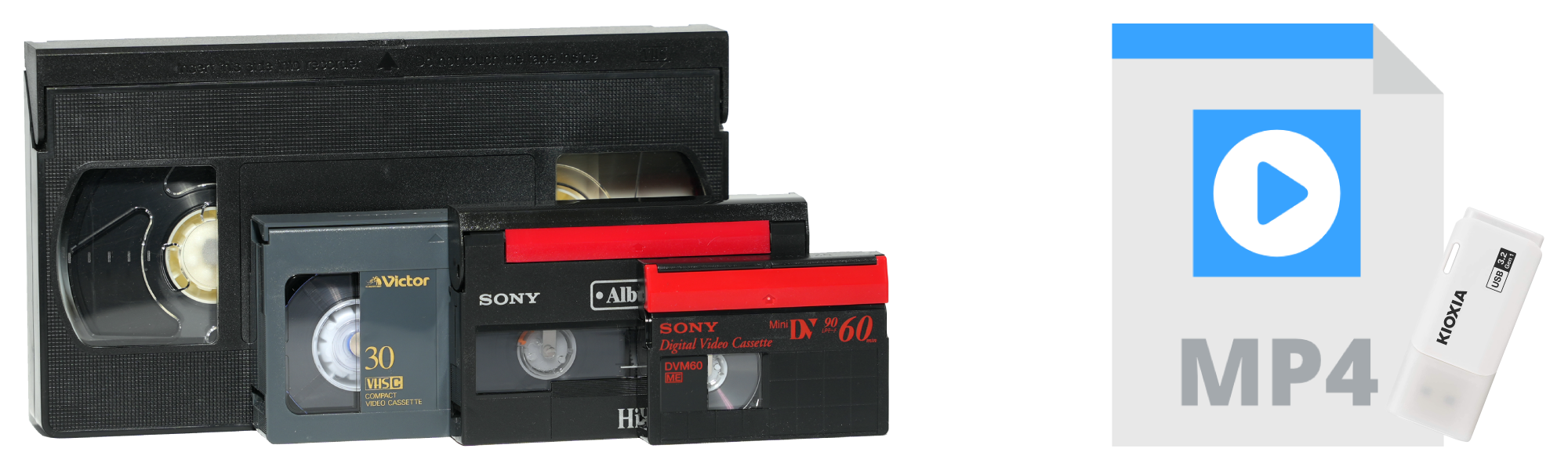 ビデオテープを動画データにダビングイメージ